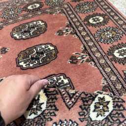 2.6x4 Pink Color Bokhara Rug - 0.80x1.20 Bedroom Luxury Area Turkish Fine Quality Afghan - thumbnail 4