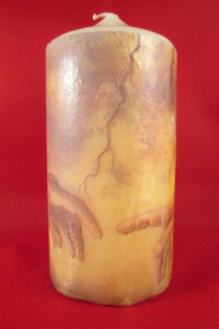 Creation Of Adam Candle, Religious Pillar Decoupage Napkin Design - image 1