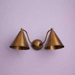 1950S Mid Century Sconce Vintage Industrial Wall Fixture Lighting Handmade Brass Double Light - thumbnail 2