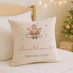 Christmas Story Book Cushion - Personalised Boys Bedroom Decor Nutcracker Gifts Santa Pillow First Xmas Keepsake UK - thumbnail 2