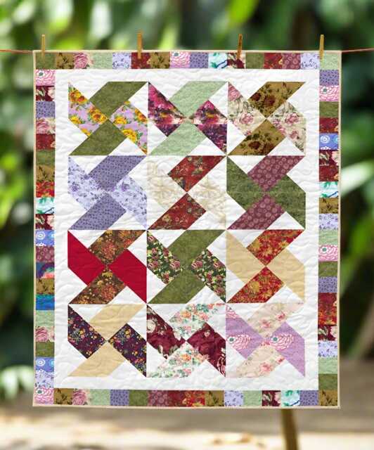 Floral Patchwork Quilt Pattern - Garden Whispers Throw Size - PDF Pattern - image 1
