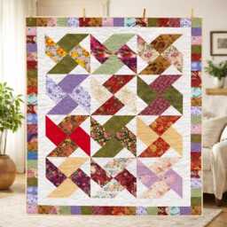 Floral Patchwork Quilt Pattern - Garden Whispers Throw Size - PDF Pattern - thumbnail 4