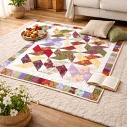 Floral Patchwork Quilt Pattern - Garden Whispers Throw Size - PDF Pattern - thumbnail 2