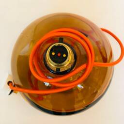 Handmade Amber Recycled Glass Table Lamp With Linen Flex - thumbnail 2