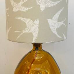 Handmade Amber Recycled Glass Table Lamp With Linen Flex - thumbnail 3