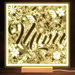 Mum Pretty Floral Square Mother's Day Personalised Gift Warm Lamp Night Light - thumbnail 1