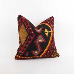 18x18 Vintage Floral Kilim Pillow Cover Turkish Cotton Cushion - thumbnail 3