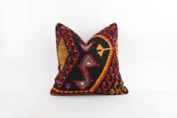 18x18 Vintage Floral Kilim Pillow Cover Turkish Cotton Cushion - thumbnail 1