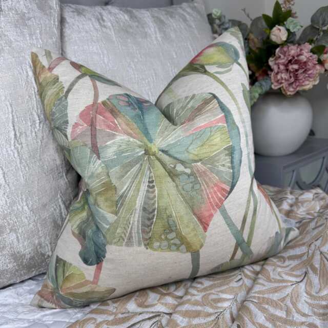 Voyage Maison Cheriton Cushion Cover, Pomegranate Teal Green Beige Pillow Cover For Sofa, Bed, Chair, Window, Double Sided/ Countryside Home - image 1