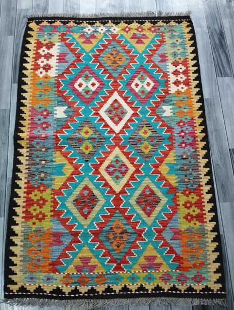 Classic Rug, Handmade Artisan Afghan Turkish Scandinavian Navajo Bohemian Wool Flatweave Multicolour Kilim Rug 156x104 cm - image 1