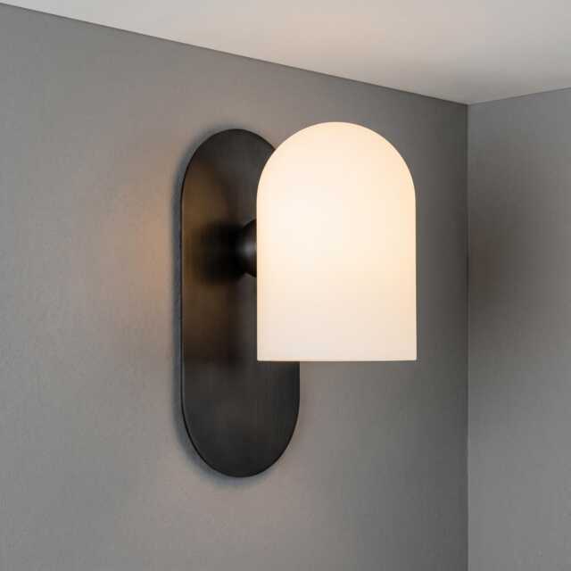 Modern Minimalist Wall Sconce - Elegant Arch Glass Shade Vanity Light, Mid-Century Bronze For Bedroom, Bathroom & Hallway Decor - image 1