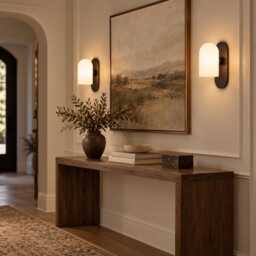 Modern Arch Glass Shade Sconce - Mid-Century Bronze Vanity Light - thumbnail 3