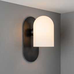 Modern Minimalist Wall Sconce - Elegant Arch Glass Shade Vanity Light, Mid-Century Bronze For Bedroom, Bathroom & Hallway Decor