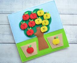 Montessori Quiet Book Page Felt Apple Tree Sensory Board