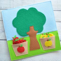 Montessori Quiet Book Page Felt Apple Tree Sensory Board - thumbnail 2