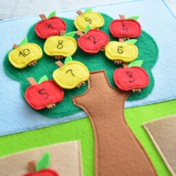 Montessori Quiet Book Page Felt Apple Tree Sensory Board - thumbnail 4