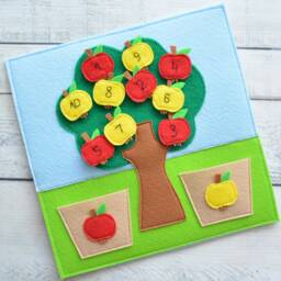Montessori Quiet Book Page Felt Apple Tree Sensory Board - thumbnail 3