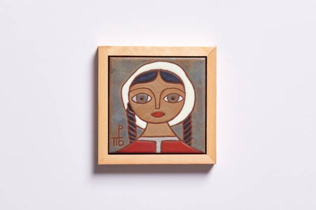Female Portrait Ceramic Tile Handmade Wall Decor Combo Woman Art Folk Girl Modern Traditional Mothers Day Gift Original Artwork Motherhood - image 1