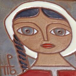 Female Portrait Ceramic Tile Handmade Wall Decor Combo Woman Art Folk Girl Modern Traditional Mothers Day Gift Original Artwork Motherhood - thumbnail 3