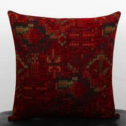 Red Rug Velvet Pillow Cover, Red Kilim Fabric Throw Pillow, Textured Case, Couch Pillow, 20x20 22x22 24x24 Gift - thumbnail 2