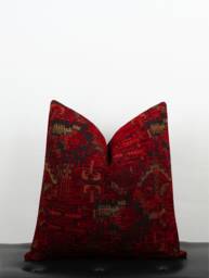 Red Rug Velvet Pillow Cover, Red Kilim Fabric Throw Pillow, Textured Case, Couch Pillow, 20x20 22x22 24x24 Gift - thumbnail 1