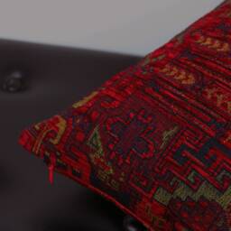 Red Rug Velvet Pillow Cover, Red Kilim Fabric Throw Pillow, Textured Case, Couch Pillow, 20x20 22x22 24x24 Gift - thumbnail 3