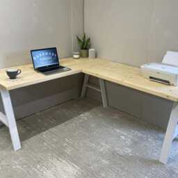 Corner Desk L Shaped On Solid Wood Or Steel Legs Home Office Custom Made in In The UK - thumbnail 3