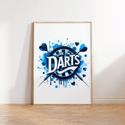 Darts Art Print - Love The - Fan Gift Blue Watercolour Posters Lover Bedroom Prints Decor Set Of 3 - thumbnail 3