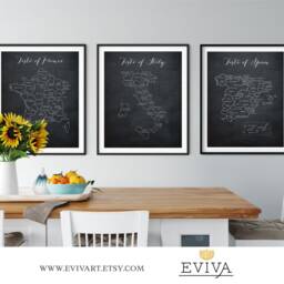Poster Wall Art Taste Of Italy, Spain & France - French Italian Culinary Map Trio European Gastronomy Poster - thumbnail 2