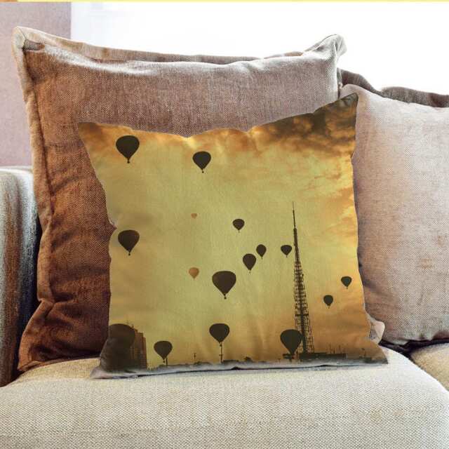 Hot Air Balloon Sky Photography - Decorative Pillow Throw Cushion Fabric , Case Cover Or With Filling