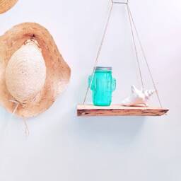 Wooden Hanging Shelf, Bookcase, Wall Shelf For Decoration, Pots, Spices, Candles, Plants, Books - thumbnail 2