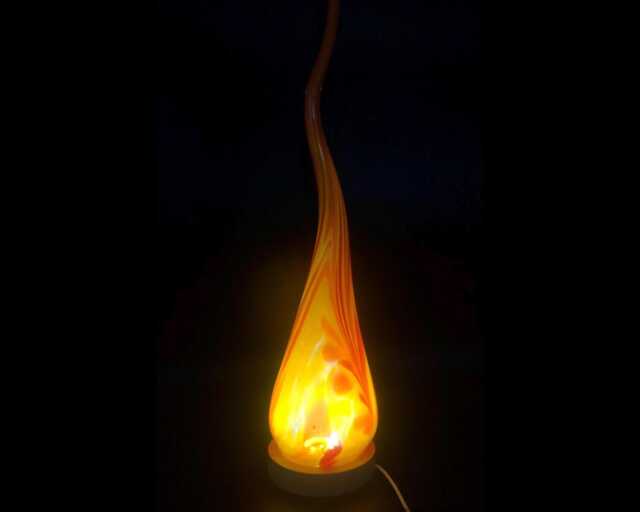 Orange Glass Flame Lamp Led Ambient Light, Usb Powered, Mouth Blown-Glass - image 1