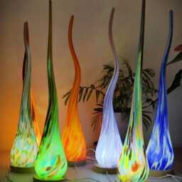 Orange Glass Flame Lamp Led Ambient Light, Usb Powered, Mouth Blown-Glass - thumbnail 3