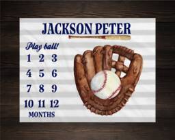 Baseball Milestone Blanket Monthly Growth Tracker Soft Fleece Sports Baby Shower Gift Newborn Watch Me Grow Boy