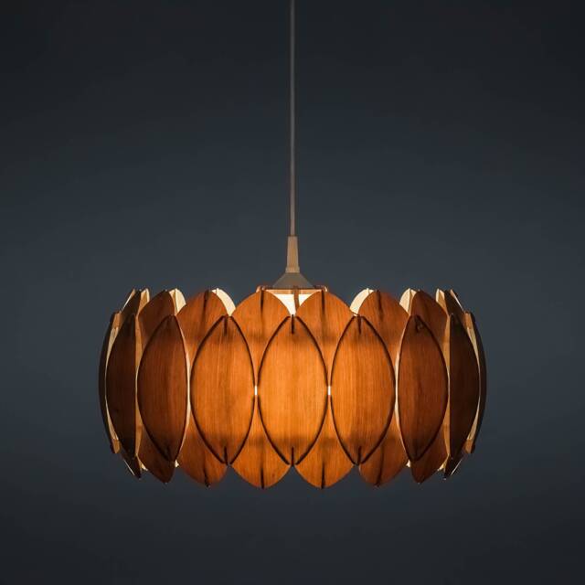 Birch Plywood Pendant Light, Large Wooden Ceiling Lamp, Scandinavian Design - image 1
