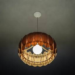 Birch Plywood Pendant Light, Large Wooden Ceiling Lamp, Scandinavian Design - thumbnail 2
