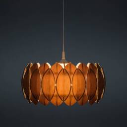 Birch Plywood Pendant Light, Large Wooden Ceiling Lamp, Scandinavian Design - thumbnail 1