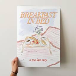 Breakfast in Bed Art Print Croissant & Coffee Illustration - Unframed - thumbnail 3