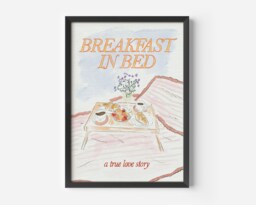 Breakfast in Bed Art Print Croissant & Coffee Illustration - Unframed - thumbnail 1