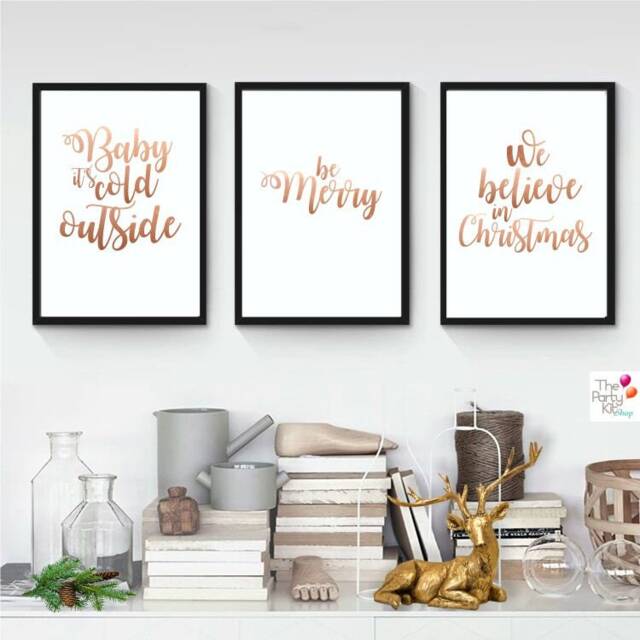 Christmas Printable Wall Art in Rose Gold Value Pack/ Digital Print, Instant Download - image 1