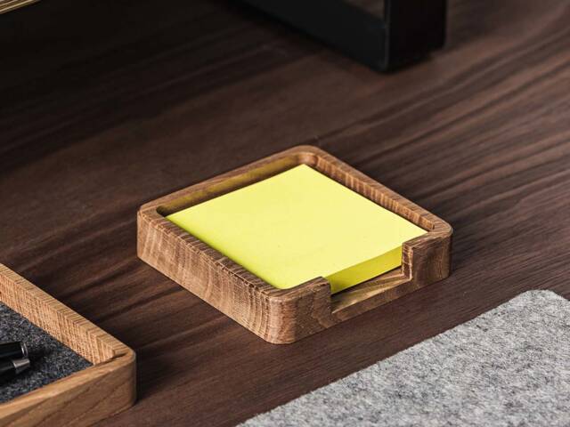 sticky Note Holder/Wooden Notes Office Desk Organizer Accessories Home Decor New Job & Coworker Gift - image 1
