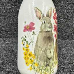 Rabbit Vase - Decouoage, Hares, Rabbits Vase, Gift, Rabbit Bunny, Bunnies - thumbnail 3