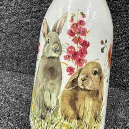 Rabbit Vase - Decouoage, Hares, Rabbits Vase, Gift, Rabbit Bunny, Bunnies - thumbnail 2