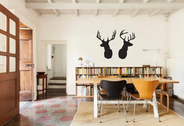 Modern Bold Deer Head Shilouette - Wall Decal Custom Vinyl Art Stickers - image 1