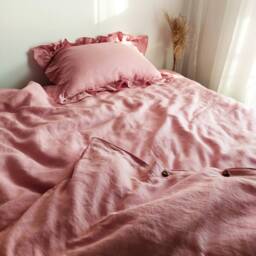 Linen Bedding Set, Duvet Cover Linen in Dusty Pink, Stonewashed Bedding, + 2 Pillowcases - thumbnail 2