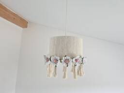 Floral Nursery Chandelier Daisy Flower Lampshade, Macrame Decor