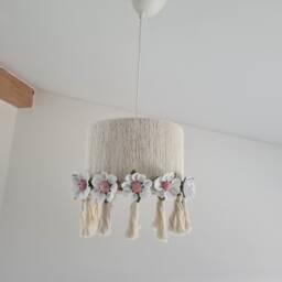 Floral Nursery Chandelier Daisy Flower Lampshade, Macrame Decor - thumbnail 3