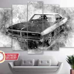 Vintage Dodge Charger Canvas Print, Muscle Car Wall Art, Sport Canvas, Photo, Old - thumbnail 2