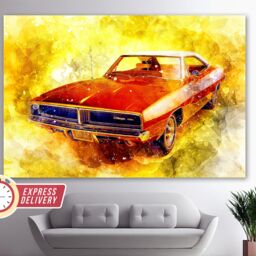 Vintage Dodge Charger Canvas Print, Muscle Car Wall Art, Sport Canvas, Photo, Old - thumbnail 3