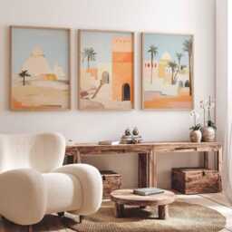 Set Of 3 Egypt Posters, Pyramids Giza Travel Prints, Egyptian Wall Art, Ancient Decor, Nile River Poster, Print - thumbnail 2